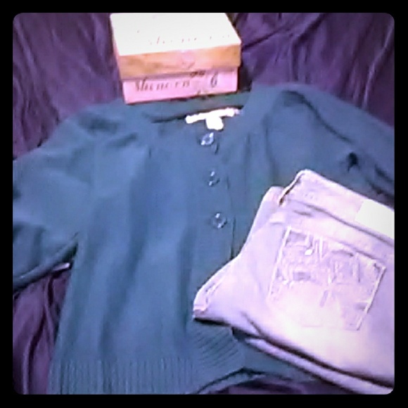 3 Button Blue/Green Sweater - Picture 1 of 7